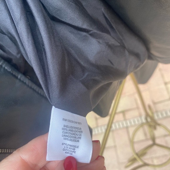 Joie black leather jacket with silver stud detail - Picture 9 of 11